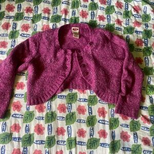 Magenta Cropped Knit Sweater